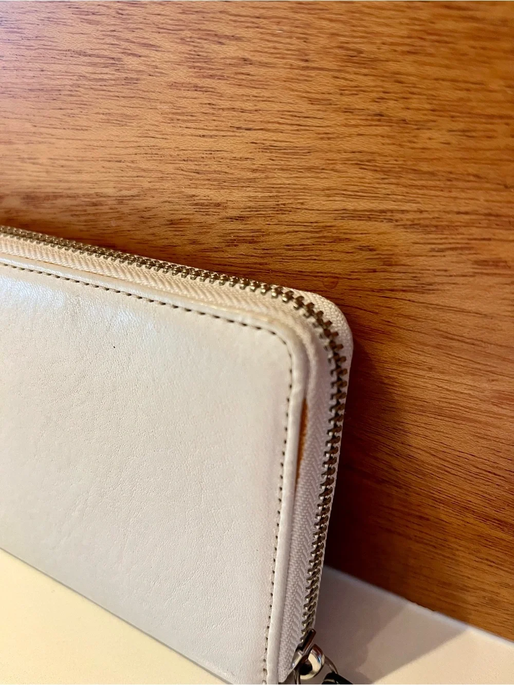Coach white pebbled leather zip-around wallet